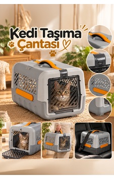 Porsima 0001 Kedi Taşıma Çantası Ve Kafesi - Emniyet Kemer Yuvalı, Havalandırmalı Kedi & Küçük Irk Köpek Taşıma Kutusu Gri / Turuncu Porsima 0001 Kedi Taşıma Çantası Ve Kafesi - Emniyet Kemer Yuvalı, Havalandırmalı Kedi & Küçük Irk Köpek Taşıma Kutusu Gri / Turuncu