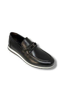 Castle Black Ac31330-1 Hakiki Deri Silikon Anatomik Taban Loafer Erkek Ayakkabı Siyah