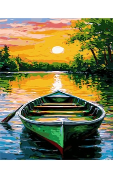 Kayık Ve Günbatımı Sayılarla Boyama Seti - Çerçeveli, 40x50cm Kayık Ve Günbatımı Sayılarla Boyama Seti - Çerçeveli, 40x50cm