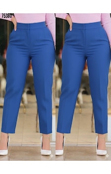 Hazego Kadın Üste Oturan Paçası Bilek Üzerinde Biten Krep Kumaş Pantolon 36 S - 50 5xl Lacivert