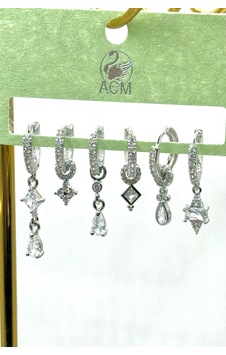 Kadın Küpe İthal Full Zirkon Seri 6'lı Kare Damla Baget Model Kararmaz Küpe Gümüş Kadın Küpe İthal Full Zirkon Seri 6'lı Kare Damla Baget Model Kararmaz Küpe Gümüş