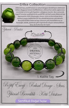 Sertifikalı Aaa+ Kalite Gerçek Zebercet Taşı Bileklik - Peridot Çok Renkli
