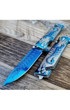 Knivox Sibirya Company S2706-x Mavi Akrep İşlemeli Kurtarma Kamp Çakısı Knivox Sibirya Company S2706-x Mavi Akrep İşlemeli Kurtarma Kamp Çakısı