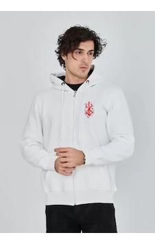 Butik İstanbul Unisex Baskılı Tam Fermuarlı Kapşonlu Sweatshirt - Beyaz Butik İstanbul Unisex Baskılı Tam Fermuarlı Kapşonlu Sweatshirt - Beyaz