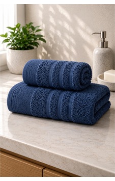 Ayla 2'li Havlu Seti 70x140 Banyo Havlusu + 50x90 Baş Havlusu, Yumuşak Dokulu, Yüksek Su Emici Koyu Mavi Ayla 2'li Havlu Seti 70x140 Banyo Havlusu + 50x90 Baş Havlusu, Yumuşak Dokulu, Yüksek Su Emici Koyu Mavi