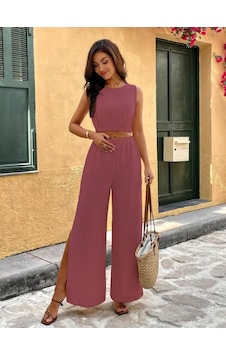 Etiler Collection Kadın Yırtmaçlı Pantolon Lastikli Atlet Takım Gülkurusu Etiler Collection Kadın Yırtmaçlı Pantolon Lastikli Atlet Takım Gülkurusu