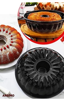 Yanmaz Yapışmaz 18 Dilimli 28 Cm Emaye Kek Kalıbı Siyah