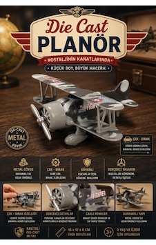 Die-cast Metal Çek Bırak Oyuncak Savaş Uçağı 15 Cm Kamuflaj Desenli
