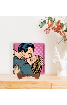 Bk Gift Pop Art Tasarımlı Ahşap Standlı Puzzle Çerçeve-39 Bk Gift Pop Art Tasarımlı Ahşap Standlı Puzzle Çerçeve-39