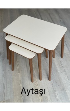 Modern Ahşap Zigon Sehpa Takımı Aytaşı Ekruh Modern Ahşap Zigon Sehpa Takımı Aytaşı Ekruh