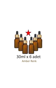 Damlalık, 6 Adet 30ml Damlalıklı Cam Amber Renk Şişe, Metal Gold Damlalık, 6 Adet 30ml Damlalıklı Cam Amber Renk Şişe, Metal Gold