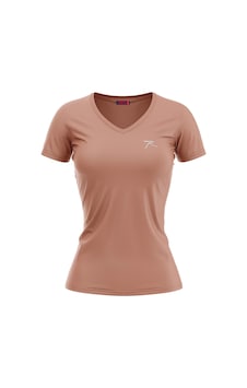 Kadın %100 Pamuk T-shirt Mulıer Pudra Pudra Kadın %100 Pamuk T-shirt Mulıer Pudra Pudra