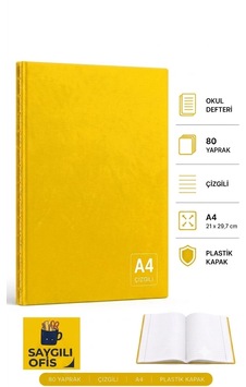 Saygılıofis 80 Yaprak A4 Dikişli Düz Pp Kapak Çizgili Defter Sarı Saygılıofis 80 Yaprak A4 Dikişli Düz Pp Kapak Çizgili Defter Sarı