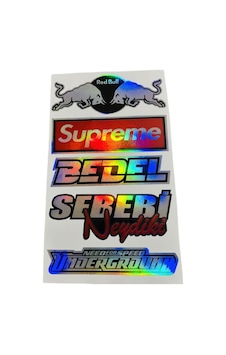 Hologramlı Karışık Motosiklet Sticker 14cm X 25cm