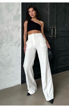 Dokuma Beyaz Yüksek Bel Kumaş Pantolon Sh325 S Dokuma Beyaz Yüksek Bel Kumaş Pantolon Sh325 S