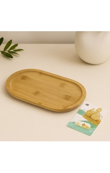 Ahşap Bambu Oval Mini Servis Tepsisi 25 X 14 X 1.4 Cm