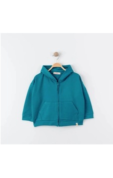 Tiffany Tekstil Tiffany Hırka Kapüşonlu Oversize Theme Turkuaz-10865 Turkuaz