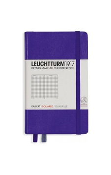 Leuchtturm1917 Not Defteri Cep Boy A6 , Sert Kapak, 187 Numaralandırılmış Sayfa, Kareli, Menekşe Mor