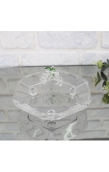Selim Dekor Grape Altıgen Büyük Sunum Cam Tabağı 30x32 Cm