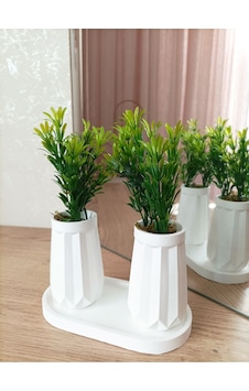 Mini Düz Desenli Beton Saksı İkili Ve Oval Tabak-yapay Çiçek Hediyeli - Yeşil Mini Düz Desenli Beton Saksı İkili Ve Oval Tabak-yapay Çiçek Hediyeli - Yeşil