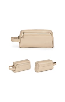 Mussen Unisex El Çantası Dopp Kit - Günlük & Traş Bakım & Makyaj Duş Çantası - 23x11x8cm Krem Krem Mussen Unisex El Çantası Dopp Kit - Günlük & Traş Bakım & Makyaj Duş Çantası - 23x11x8cm Krem Krem