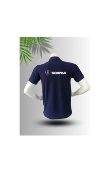 Frooy Scania Logo Baskılı Polo Yaka Pamuklu T-shirt Lacivert Frooy Scania Logo Baskılı Polo Yaka Pamuklu T-shirt Lacivert