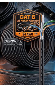 50 Metre Dış-iç Ortam Mekan Bakır Tel Cat6 Internet Kablosu Yüksek Hız 24awg 2 Katlı Ethernet Kablo