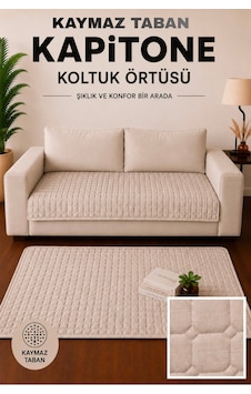 Kare Desenli Tek Parça Kaymaz Taban Kapitone Koltuk Örtüsü Çekyat Kanepe Örtüsü 90x200 Krem Krem Kare Desenli Tek Parça Kaymaz Taban Kapitone Koltuk Örtüsü Çekyat Kanepe Örtüsü 90x200 Krem Krem