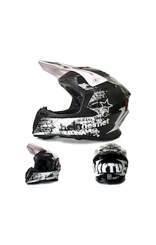 Vırtue Cross Motosiklet Kaskı Beyaz Siyah Vırtue Cross Motosiklet Kaskı Beyaz Siyah