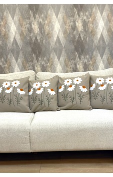 4 Lü Dekoratif Pamuklu Kırlent Kılıfı Seti 4 Papatya Modern Boho Etnik Çift Katlı Kumaş Bej Bej 4 Lü Dekoratif Pamuklu Kırlent Kılıfı Seti 4 Papatya Modern Boho Etnik Çift Katlı Kumaş Bej Bej