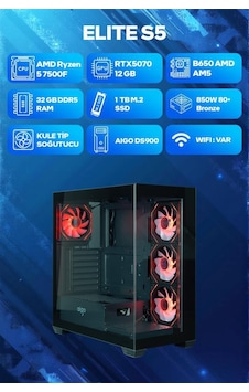 Game Garaj Elite S5 R5-7500F 32 GB 1 TB SSD RTX5070 Free Dos Oyuncu OEM Paket