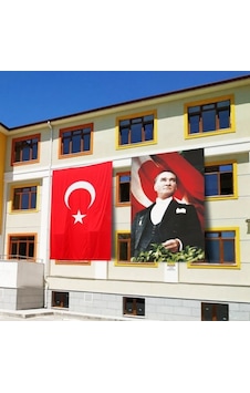 Atatürk Posteri ve Türk Bayrağı Raşel Kumaş 200X300 cm -5