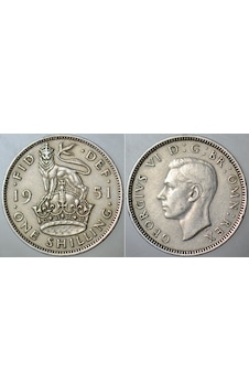 Birleşik Krallık 1 Şilin 1951. Kral 6. George Kraliçe Iı. Elizabeth'in Babası . İngiltere. 23,5 Mm. Birleşik Krallık 1 Şilin 1951. Kral 6. George Kraliçe Iı. Elizabeth'in Babası . İngiltere. 23,5 Mm.