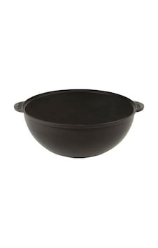 Lava Döküm Yuvarlak Kazan / Tencere. Çap Ø 28 Cm. Döküm Demir Yekpare Kulplu Siyah