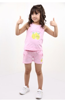Toontoy Kids Toontoy Kız Bebek 2'li Takım Baskılı Bisiklet Yaka T-shirt & Beli Lastikli Cepli Şort Açık Pembe Toontoy Kids Toontoy Kız Bebek 2'li Takım Baskılı Bisiklet Yaka T-shirt & Beli Lastikli Cepli Şort Açık Pembe