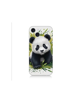 Apple Uyumlu iPhone 15 Plus  Sevimli Panda Desenli Silikon Kılıf