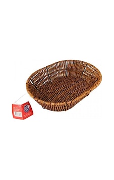 Hasır Oval Sepet Rattan Ekmek Sepeti - Meyve Sepeti 27x20x7cm Kahverengi