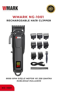 Wmark Ng-1001 Şarjlı Saç Kesme Makinesi Siyah Led Ekran, Uzun Süreli Kullanım, Berber Tipi Clipper 3-4 Saat Wmark Ng-1001 Şarjlı Saç Kesme Makinesi Siyah Led Ekran, Uzun Süreli Kullanım, Berber Tipi Clipper 3-4 Saat