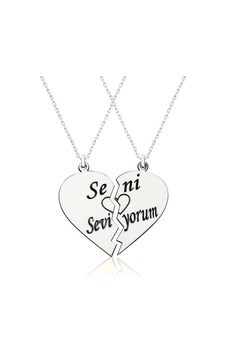 Ayrılan Kalp Çift Zincir Seni Seviyorum Kadın Beyaz Gümüş Kolye 460746832 Ayrılan Kalp Çift Zincir Seni Seviyorum Kadın Beyaz Gümüş Kolye 460746832