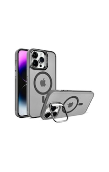 Apple Uyumlu iPhone 16 Pro Magsafe Stantlı Premium Kılıf Lens Gri Apple Uyumlu iPhone 16 Pro Magsafe Stantlı Premium Kılıf Lens Gri