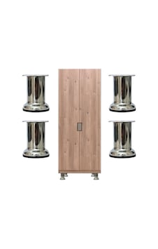 Metal Dolap Vestiyer Komidin Vitrin Baza Ayağı 8 Cm Çap 42 Mm 4 Adet Metalik