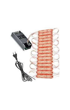 20 Adet 12 Volt 1.5 Watt 3 Lensli Kırmızı 2835 Smd Led Modül Ip65 Modül 5a Trafo Ve Arapurlu Güç Kab Kırmızı