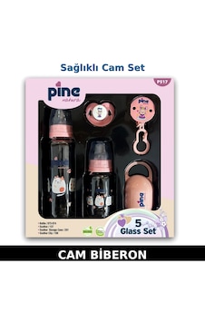 Pine Natura Biberon Seti Cam - Pembe Pine Natura Biberon Seti Cam - Pembe