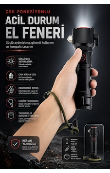 Jasper Jpr-2210 Full Metal Tasarım Çakarlı Zomlu 26650 8800mah Li-ion Bataryaya Sahip El Feneri Siyah