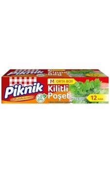 Piknik Orta Boy Kilitli Buzdolabı Poşeti 12li Piknik Orta Boy Kilitli Buzdolabı Poşeti 12li