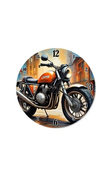 Retro Turuncu Motosiklet Dekoratif Duvar Saati Çok Renkli Retro Turuncu Motosiklet Dekoratif Duvar Saati Çok Renkli