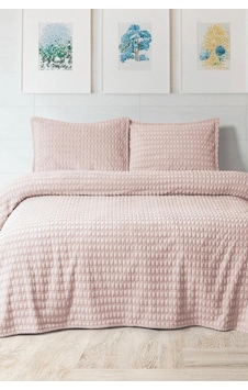 Merinos Twist Çift Kişilik Battaniye Seti Pudra Pudra Merinos Twist Çift Kişilik Battaniye Seti Pudra Pudra