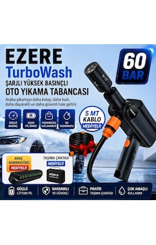 Turbowash Şarjlı Oto Yıkama Tabancası 60 Bar 12000mah Katlanabilir Tasarım Köpük Şişeli Mh-hs5887-0592 Turbowash Şarjlı Oto Yıkama Tabancası 60 Bar 12000mah Katlanabilir Tasarım Köpük Şişeli Mh-hs5887-0592