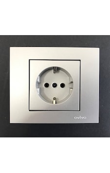 Ovivo Grano Gümüş Topraklı Priz Çerçeveli Ovivo Grano Gümüş Topraklı Priz Çerçeveli