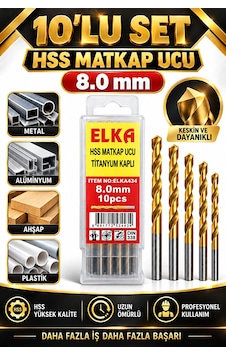 8 Mm Hss Titanyum Kaplı Matkap Ucu 10'lu Set Metal Alüminyum Ahşa 8 Mm Hss Titanyum Kaplı Matkap Ucu 10'lu Set Metal Alüminyum Ahşa